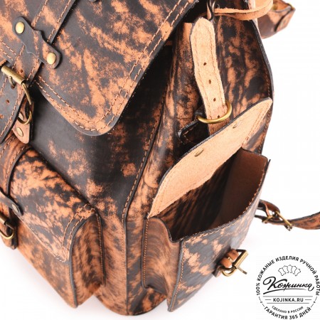  Кожаный рюкзак "Патриот" (старение рыжий)